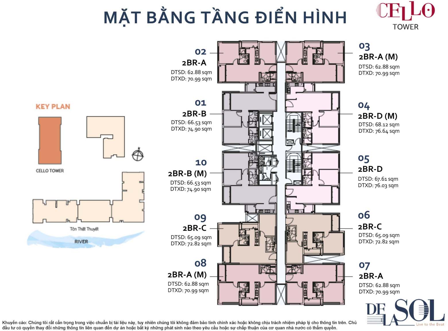 Mặt bằng hiển hình Tháp CELLO